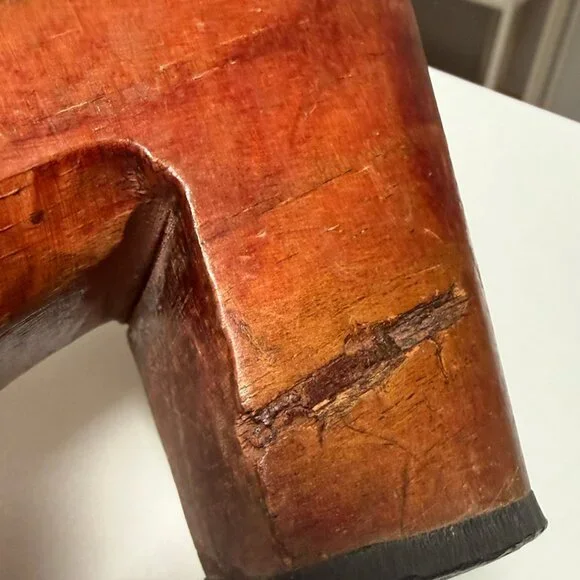 Vintage 1970s Cognac Leather Peep Toe Clogs Slides Mules Wood Platforms Size 7.5 - Picture 7 of 7